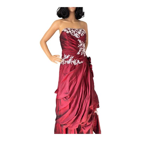 Burgandy Ball Gown Sweetheart Beading Long Taffeta Quinceanera Dress size Medium - Picture 13 of 16